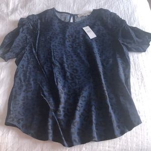 NWT Loft navy animal print blouse